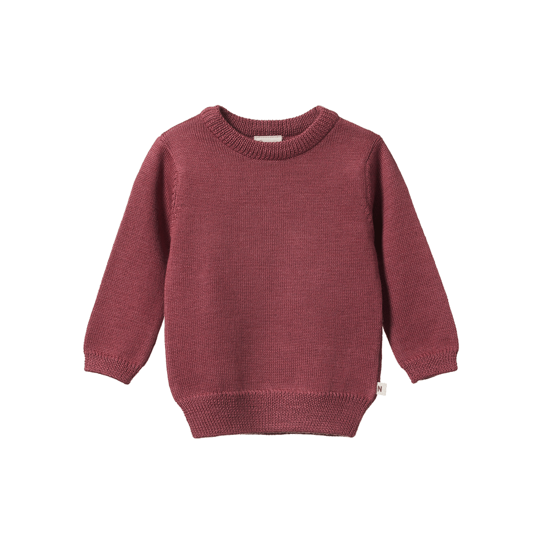 Merino Knit Pullover - Rhubarb