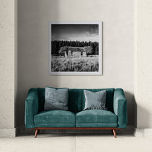 Load image into Gallery viewer, Framed Derelict House fine art photograph displayed above a green sofa