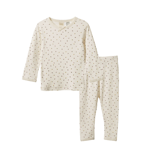 Long Sleeve Pyjamas Pointelle 2PC - Aster Floral