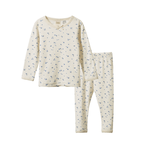 Long Sleeve Pointelle Pyjama 2PC - Daisy