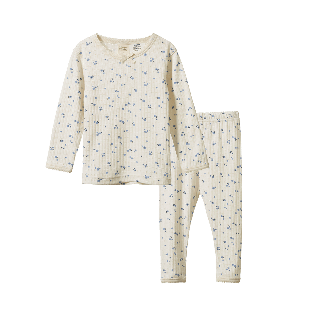 Long Sleeve Pointelle Pyjama 2PC - Daisy