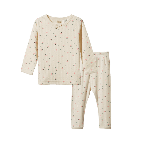 Long Sleeve Pointelle Pyjama 2PC - Posey Blossom