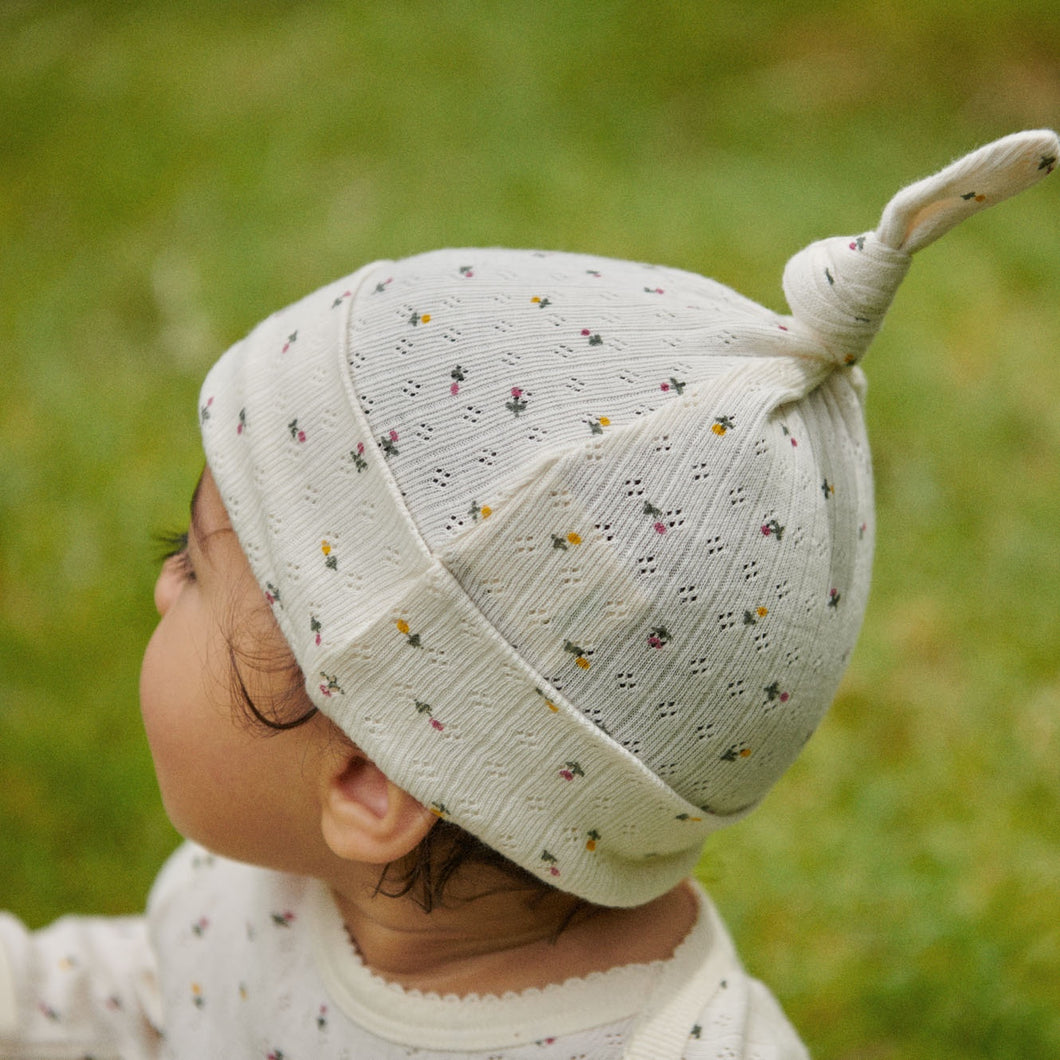 Knotted Beanie Pointelle - Aster Floral