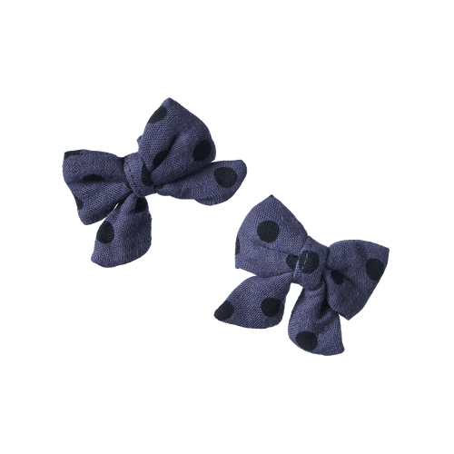Bow Hair Clips 2 Pack - Violet Polka Dot