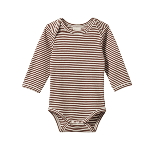 Long Sleeve Bodysuit - Pinecone Stripe