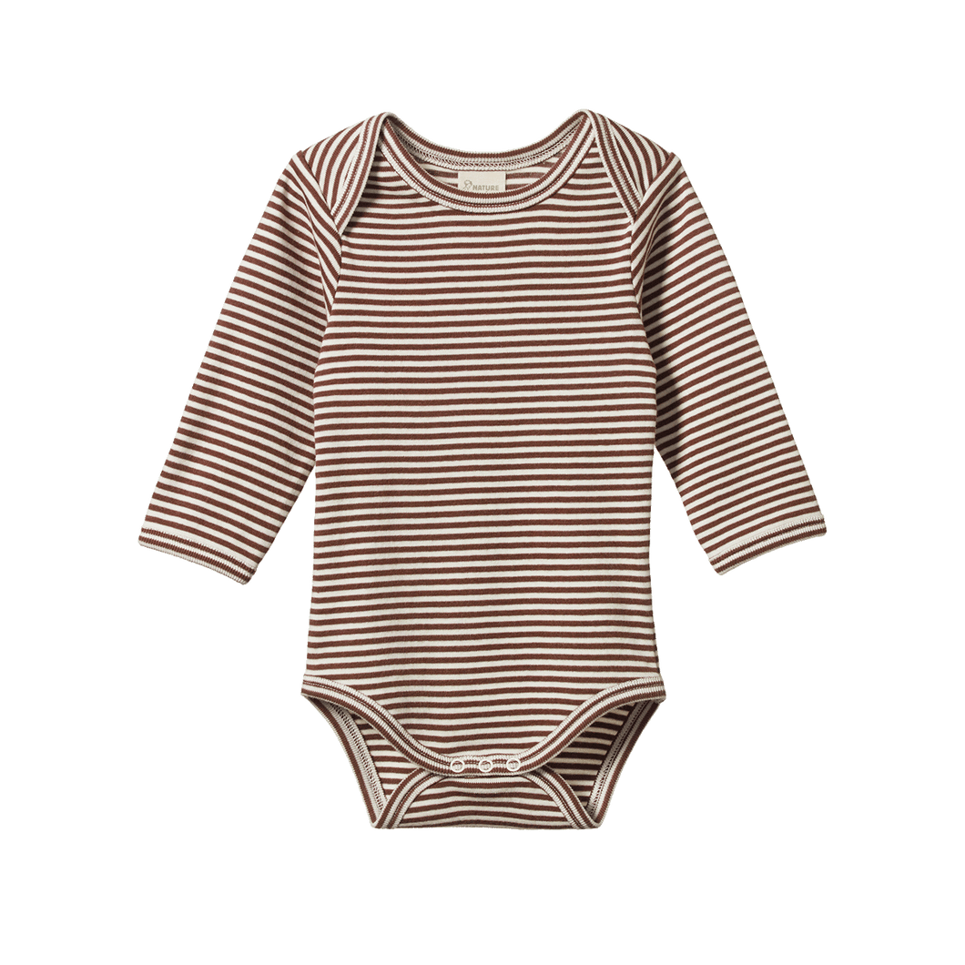 Long Sleeve Bodysuit - Pinecone Stripe