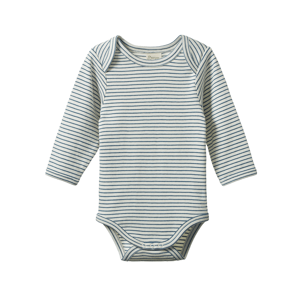 Long Sleeve Bodysuit - Teal Pinstripe