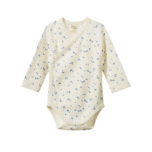 Nature Baby, Daisy Print, Bodysuit, Kimono, NZ, New Zealand, GOTS certified Cotton,