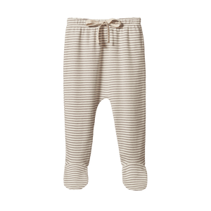Footed Rompers - Mushroom Pinstripe
