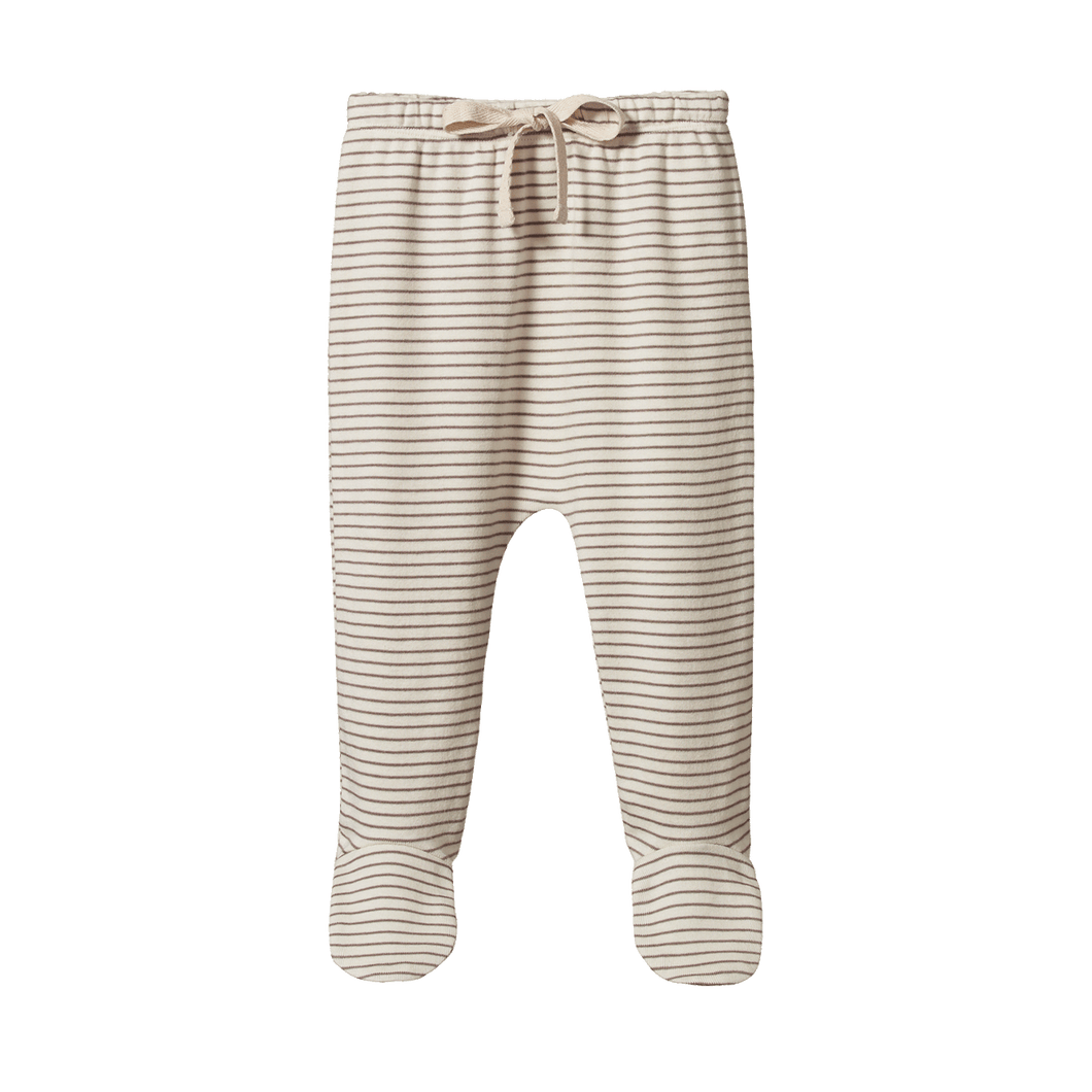 Footed Rompers - Mushroom Pinstripe