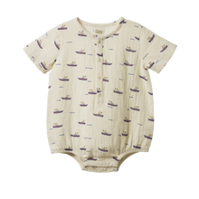 Load image into Gallery viewer, Monty suit from nature baby in the muslin row boat print