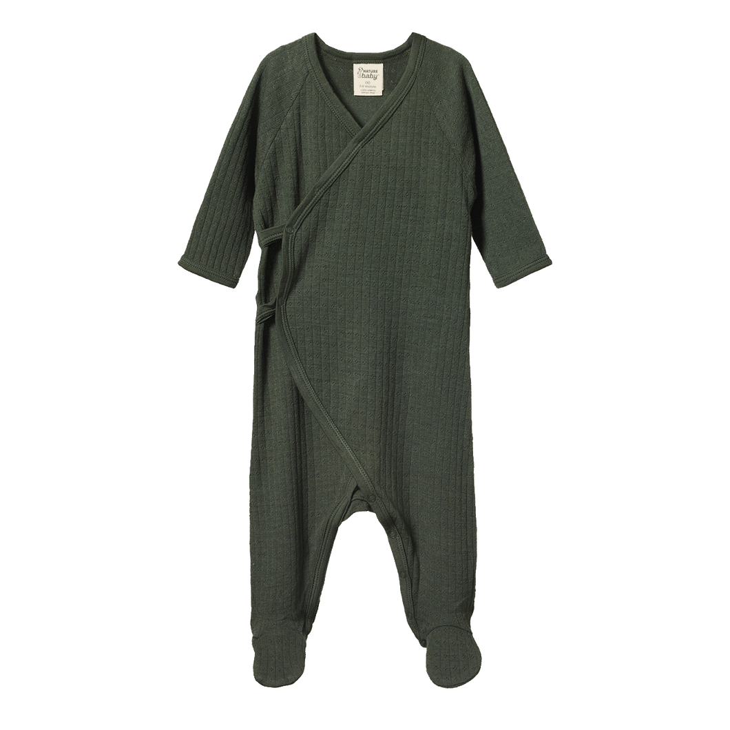 Merino Kimono Stretch and Grow Pointelle - Thyme