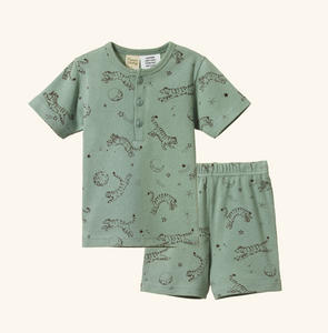 Nature Baby, New Zealand, Sustainable, Organic Cotton, Baby Clothing, Kids Clothing, Dream Tigers, Lagoon, Short Sleeve Pyjamas