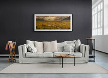 Load image into Gallery viewer, Framed Waimakariri Valley New Zealand landscape photograph by Stewart Nimmo displayed above a sofa