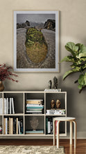 Load image into Gallery viewer, Castle Hill Rocks New Zealand fine art photography print framed in oak displayed above a bookshelf