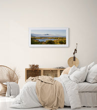 Load image into Gallery viewer, The Barber katabatic wind and mist rolling over Greymouth Photograph by Stewart Nimmo framed in modern bedroom interior