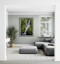 Load image into Gallery viewer, Dorothy Falls Lake Kaniere photography print displayed in a modern interior