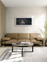 Load image into Gallery viewer, Kea in Flight New Zealand wildlife fine art print displayed in a modern living room with white frame