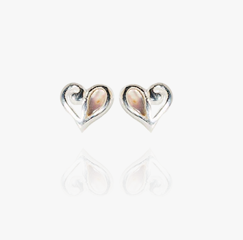 Mini Paua Heart Studs Silver