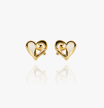 Mini Mother of Pearl Gold Heart Studs (Treasured) - Evolve