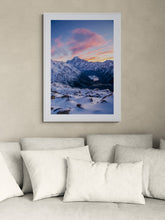 Load image into Gallery viewer, Aoraki Mount Cook landscape photography print displayed in a living room