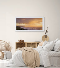 Load image into Gallery viewer, Evening Light over Greymouth framed in white New Zealand landscape photography print by Stewart Nimmo