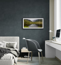 Load image into Gallery viewer, Peters Pool Franz Josef Glacier landscape print by Stewart Nimmo framed in a modern bedroom and study