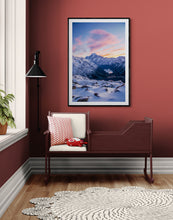 Load image into Gallery viewer, Aoraki Mount Cook New Zealand mountain photography print displayed as framed wall art in black