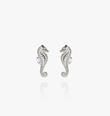 Mini Seahorse Studs (Good Luck) Silver - Evolve