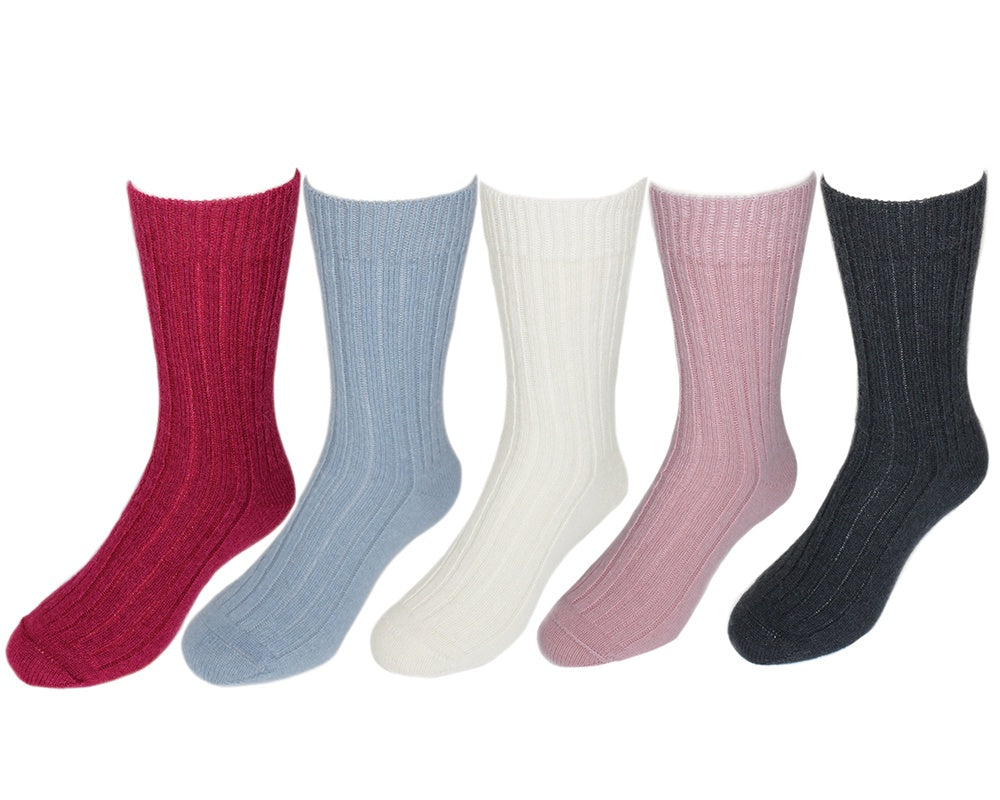Ribbed mid-calf length sock.  Sizes - Small, Medium, Large  Colourways - Claret, Mist, Natural, Rose and Slate