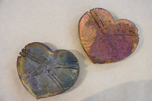 Raku (pottery) Heart, Made in New Zealand, Handmade
