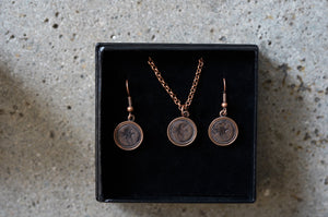 Hand Stamped Tui Pendant/Earrings (Copper Plated)
