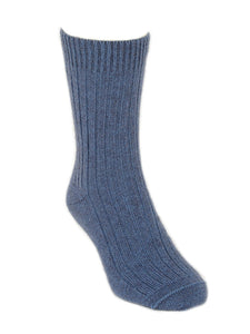 Ribbed mid-calf length sock. Possum Merino, Lothlorian, Made in New Zealand