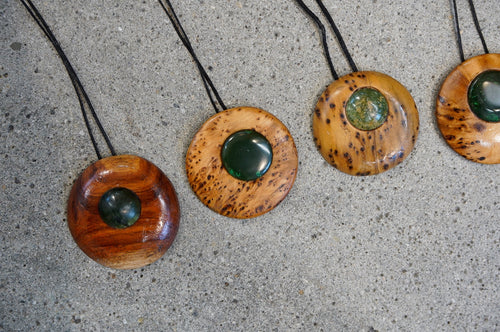 Ashley Tinnion - Koupra (silver pine) and Greenstone Pendant