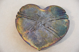 Raku (pottery) Heart, Made in New Zealand, Handmade