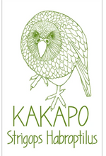 Load image into Gallery viewer, Moa Revival, New Zealand made, NZ Tea towels, Kakapo,