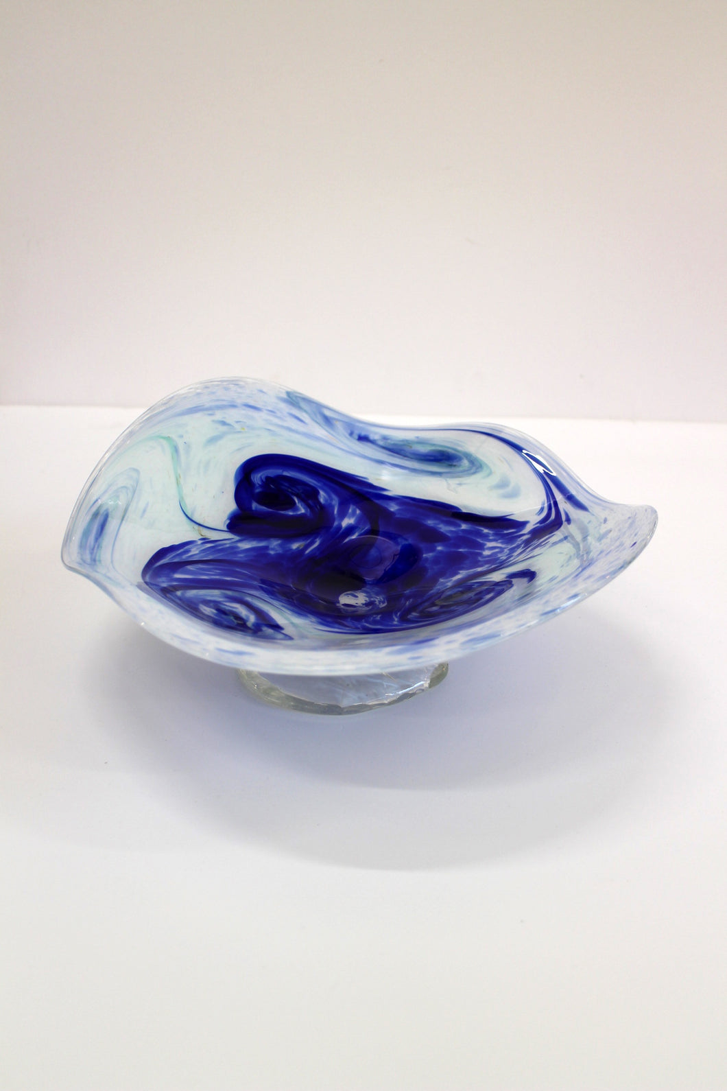 Large Blue Swirl Glass Bowl