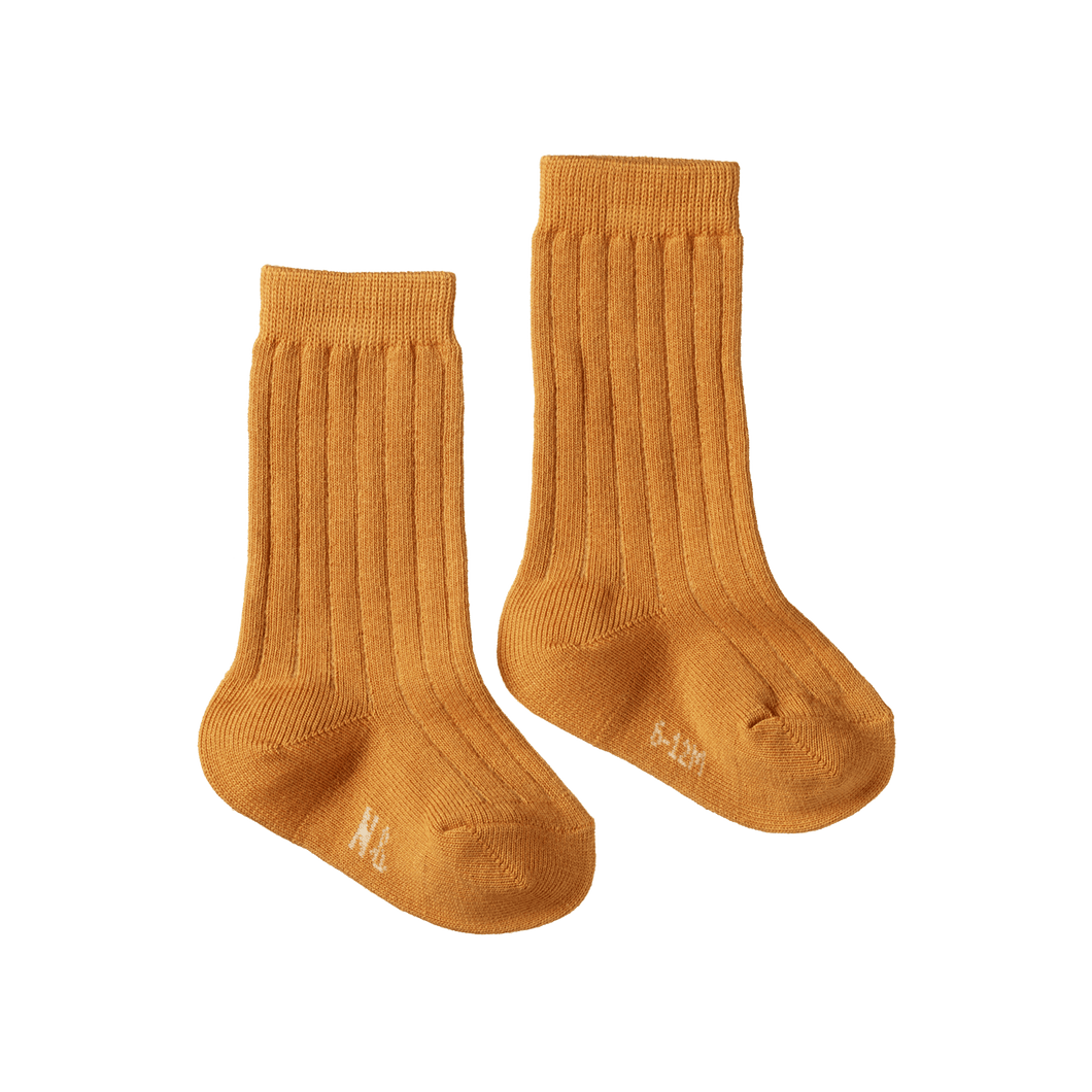 Organic Cotton Rib Socks - Straw