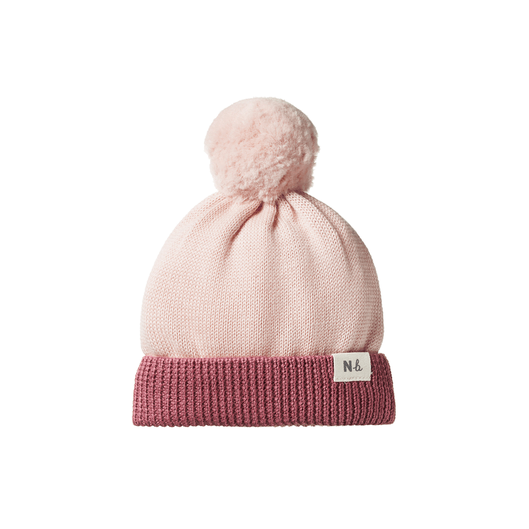 Alpine Merino Pom Pom Beanie - Rose/Rhubarb