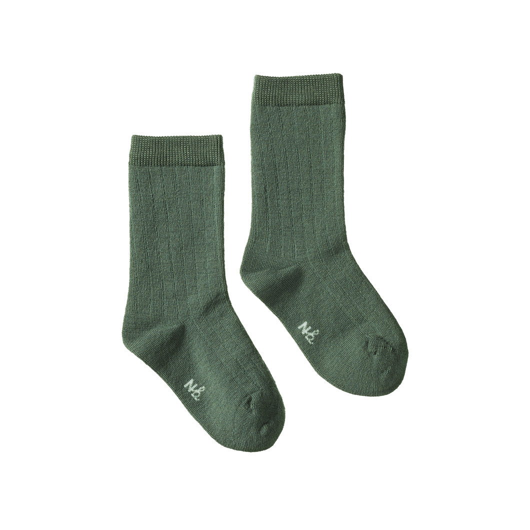 Organic Wool Rib Socks - Nettle
