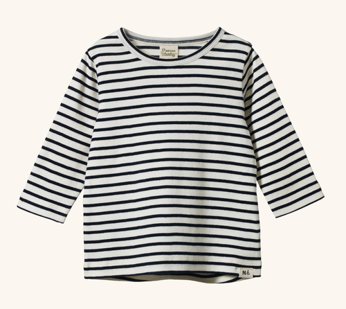 Long Sleeve River Tee - Navy Sailor Stripe