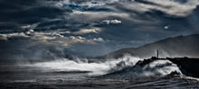 Load image into Gallery viewer, Stormy waves crashing around Cobden breakwater in Greymouth on the West Coast of New Zealand, photographed by Stewart Nimmo