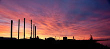 Load image into Gallery viewer, Pink and purple sunset over the Greymouth skyline, West Coast New Zealand landscape photography