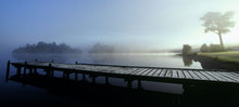 Load image into Gallery viewer, Early morning mist and jetty at Lake Kaniere on the West Coast, photographed by Stewart Nimmo
