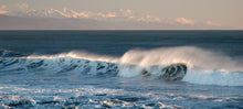 Load image into Gallery viewer, Waves at Greymouth Breakwater with the Southern Alps and Aoraki Mount Cook in the distance, West Coast New Zealand